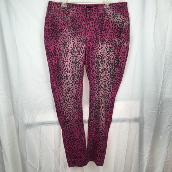 Sizzle Jeans Denim - Sizzle Jeans Pink Wild Animal Cat Print Size 18
